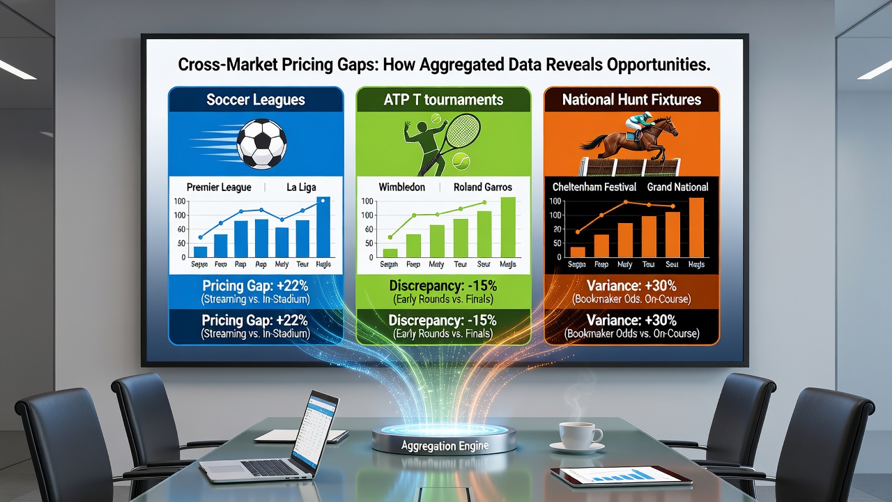 Multi-event wager builder interface showing combined soccer, ATP, and national hunt selections