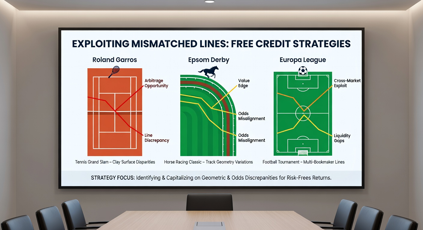 Infographic of Epsom Derby odds lines from multiple bookmakers, with arrows marking exploitable mismatches on each-way bets during the 2025 running
