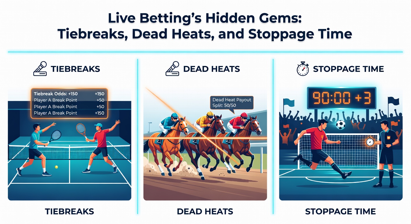 Close-up of tennis players locked in a tiebreak, overlaid with live odds fluctuating dramatically