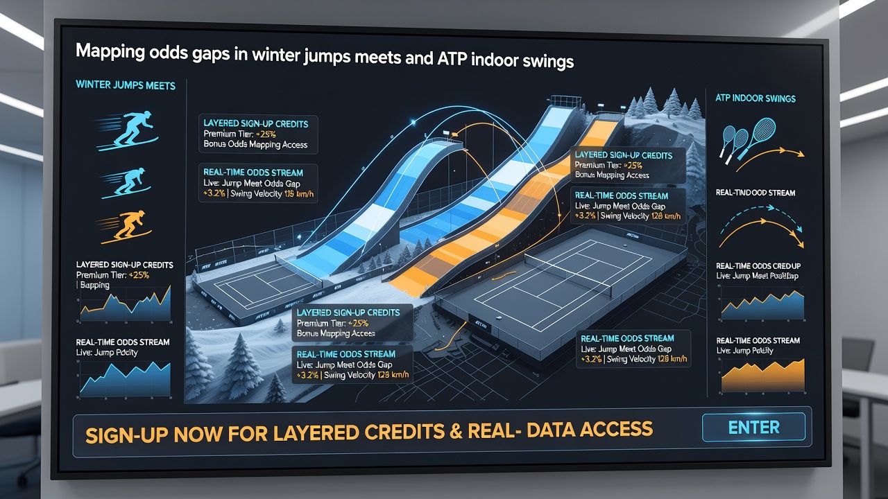 Real-time stake calculator interface overlaid on ATP indoor tennis and winter jumps racing odds boards
