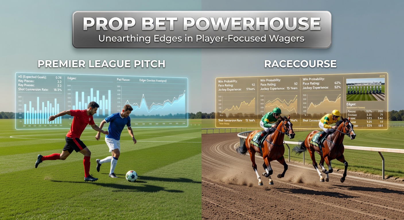 Close-up of a horse racing jockey leaning into a turn, a soccer player taking a penalty kick under stadium lights, and a tennis match point with the server poised, emphasizing individual prowess in high-stakes props